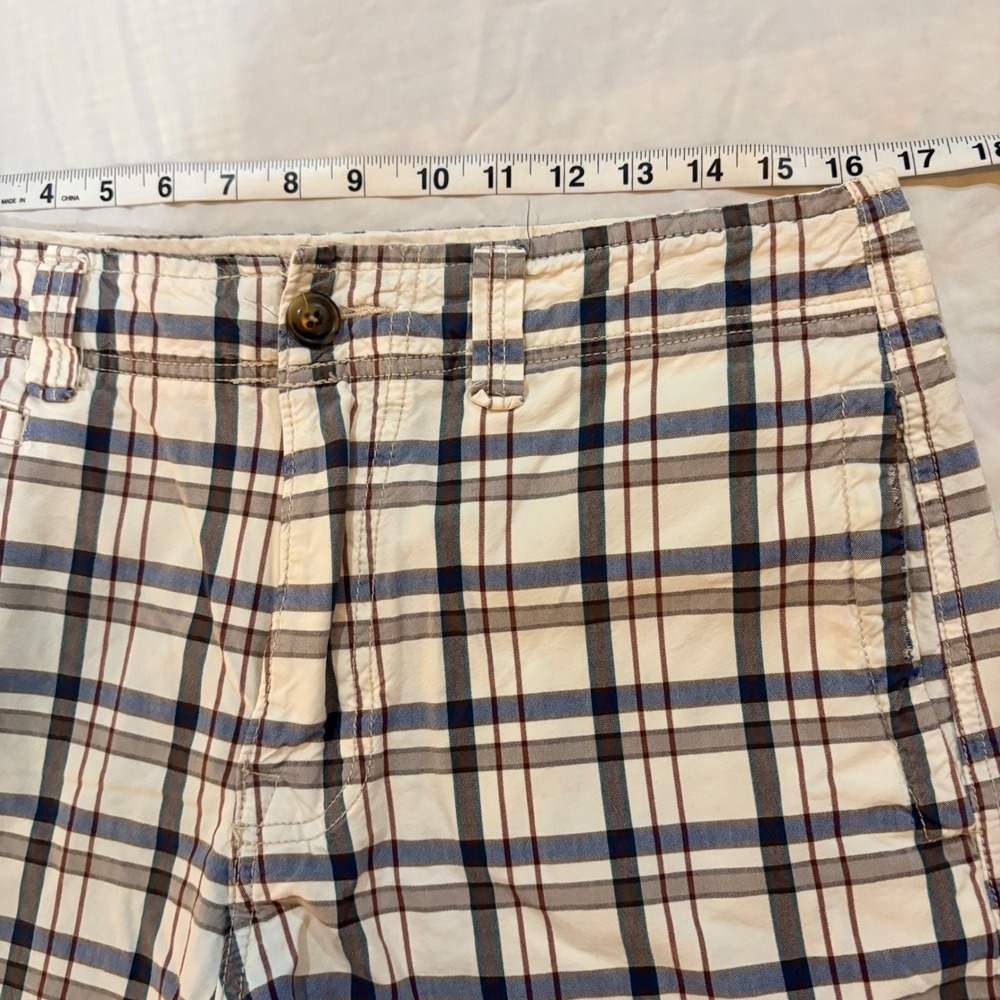 American Eagle Outfitters Mens Plaid Shorts‎ Blue Brown Longer Length Size 32 - Picture 7 of 9